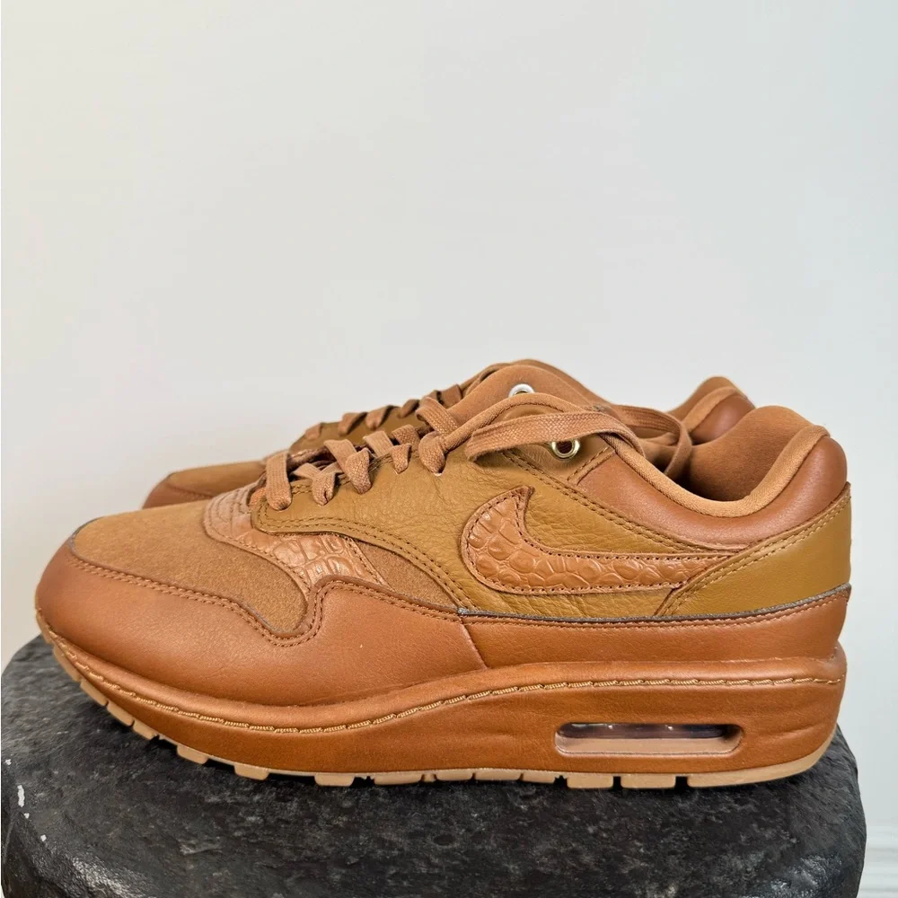 Nike Air Max 1 Premium Brown Leather Monochrome DV 3888-200 Size 8.5 Never Worn - Picture 7 of 8